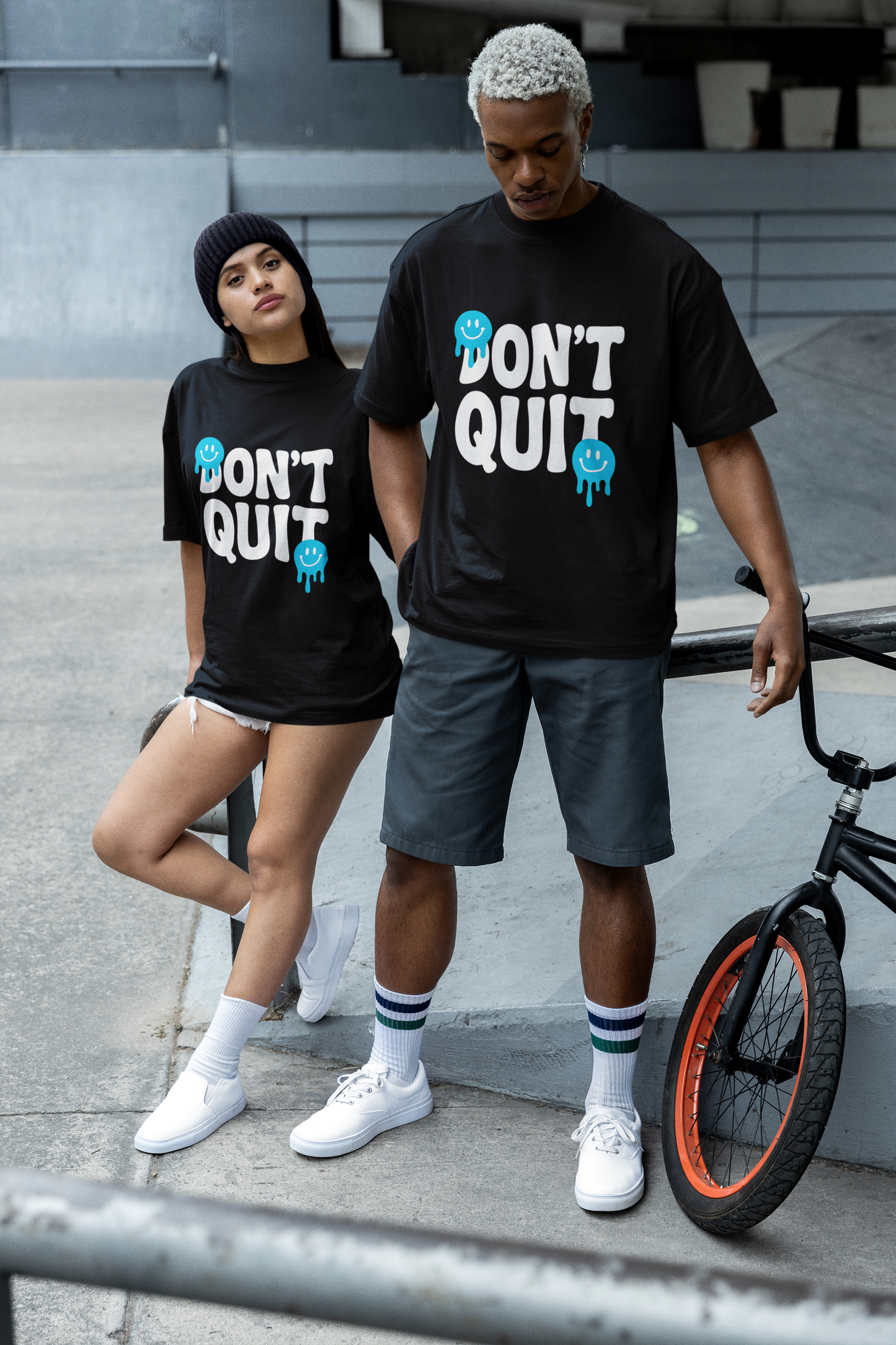 DON’T QUIT Drip Smile Unisex T-Shirt | Motivational Streetwear Tee | Oversized Fit