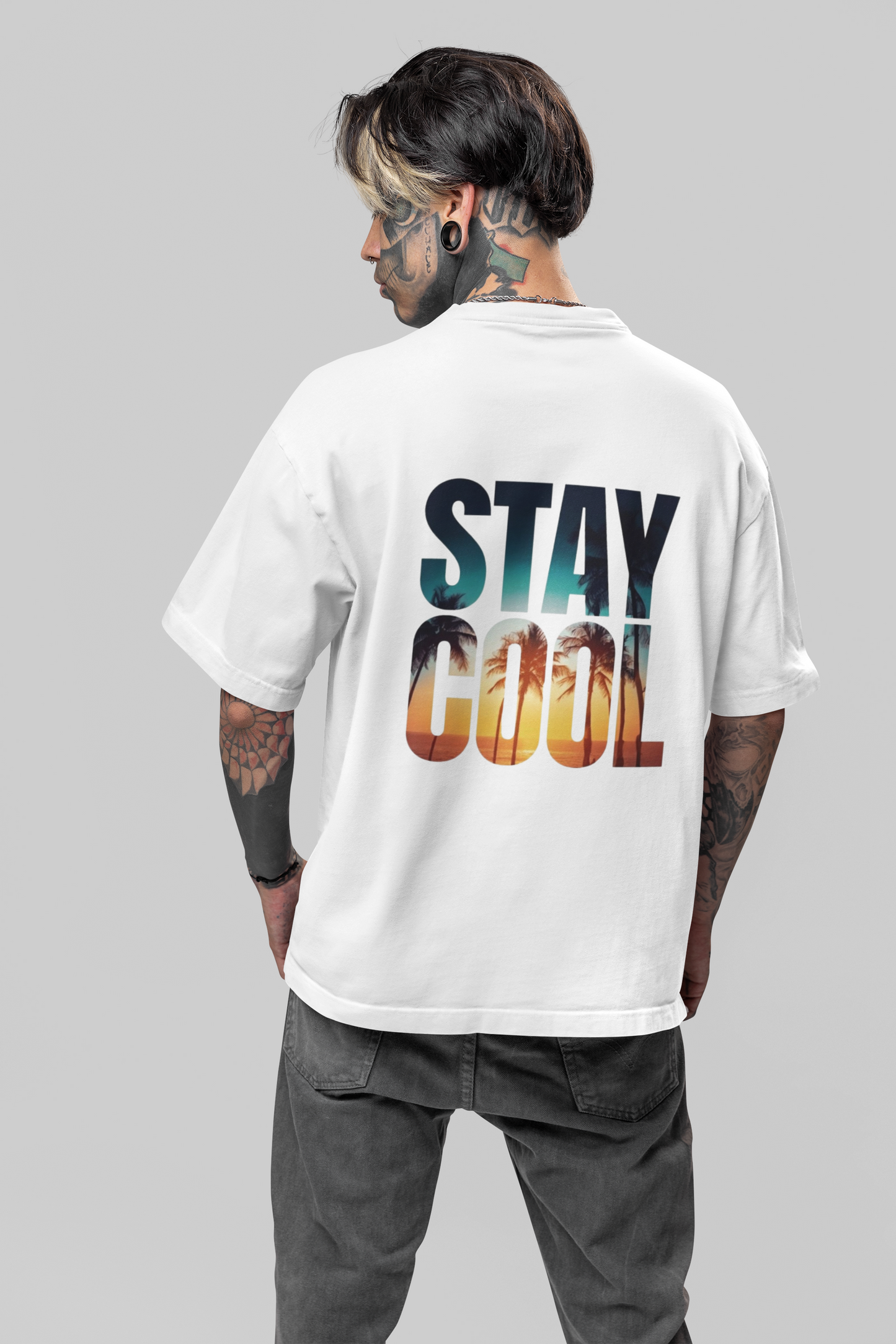 STAY COOL Tee – Men’s Oversized Fit, Summer Sunset Graphic T-Shirt